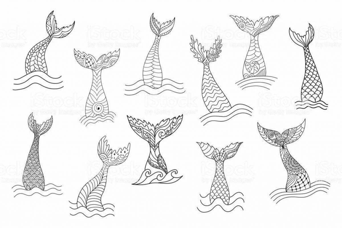 Great mermaid tail coloring page