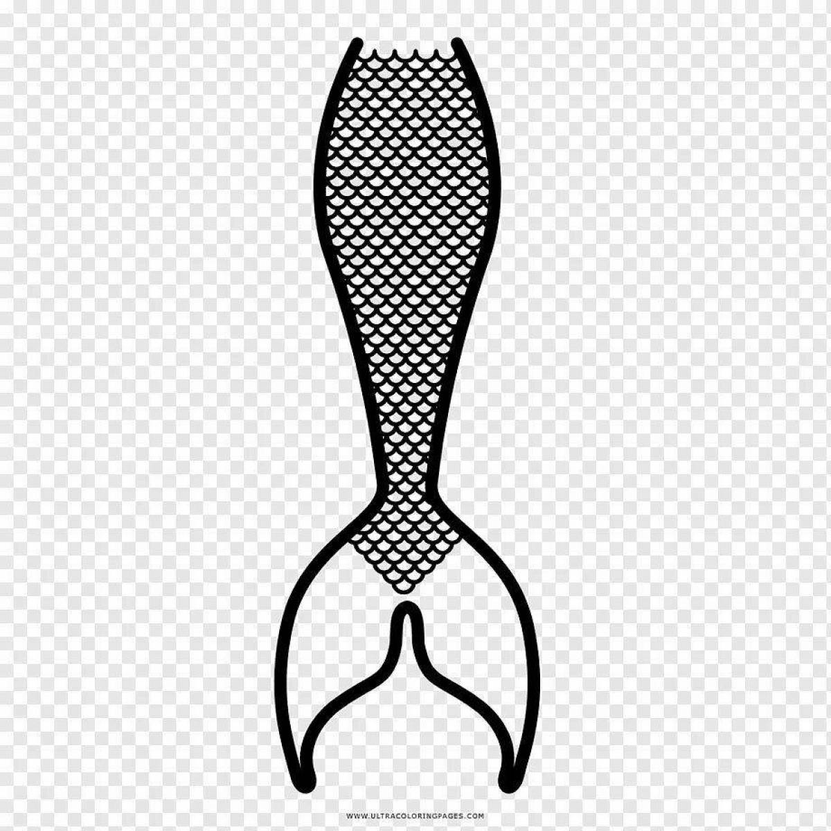 Glittering mermaid tail coloring page