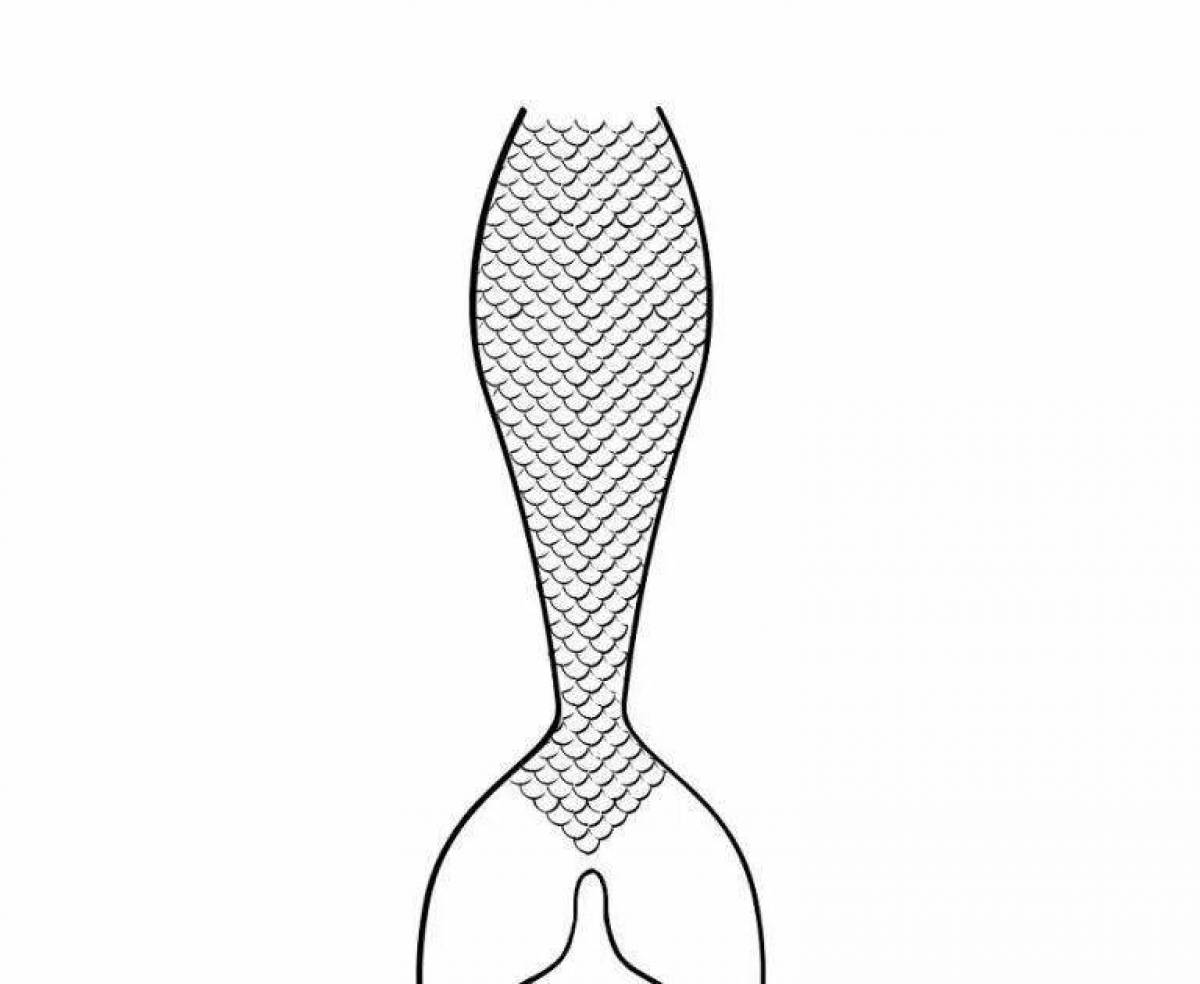 Coloring page of a joyful mermaid tail