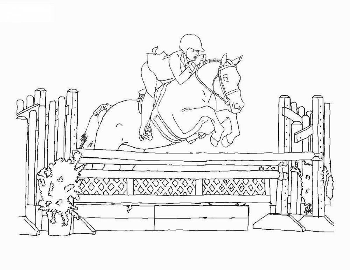 Bright show jumping coloring page