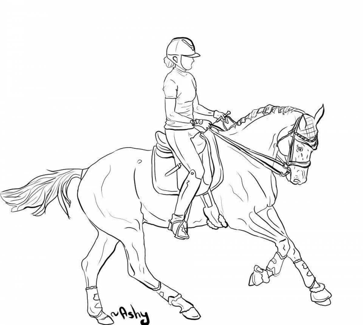 Coloring page magnificent show jumping horse