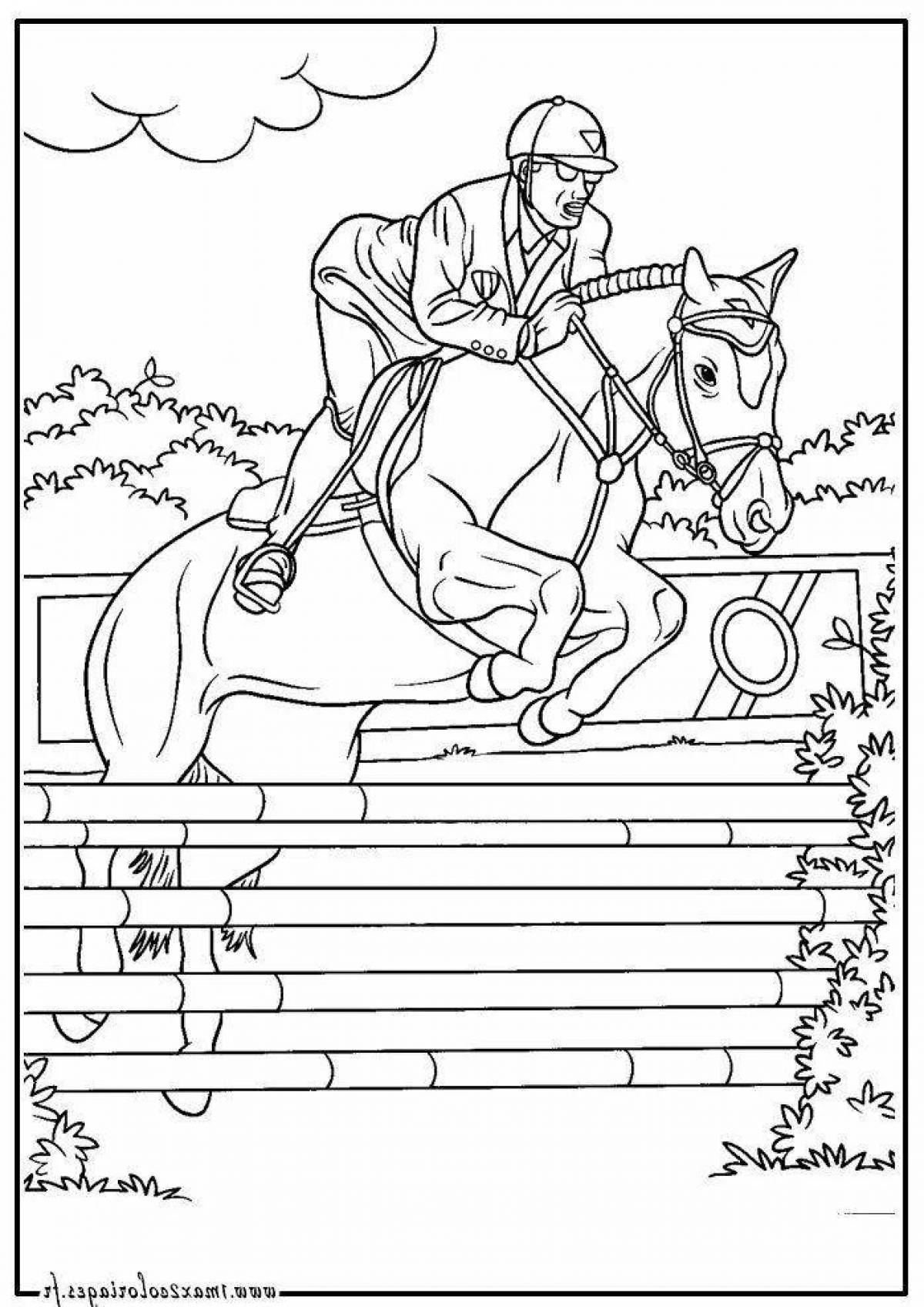Radiant show jumping horse coloring page