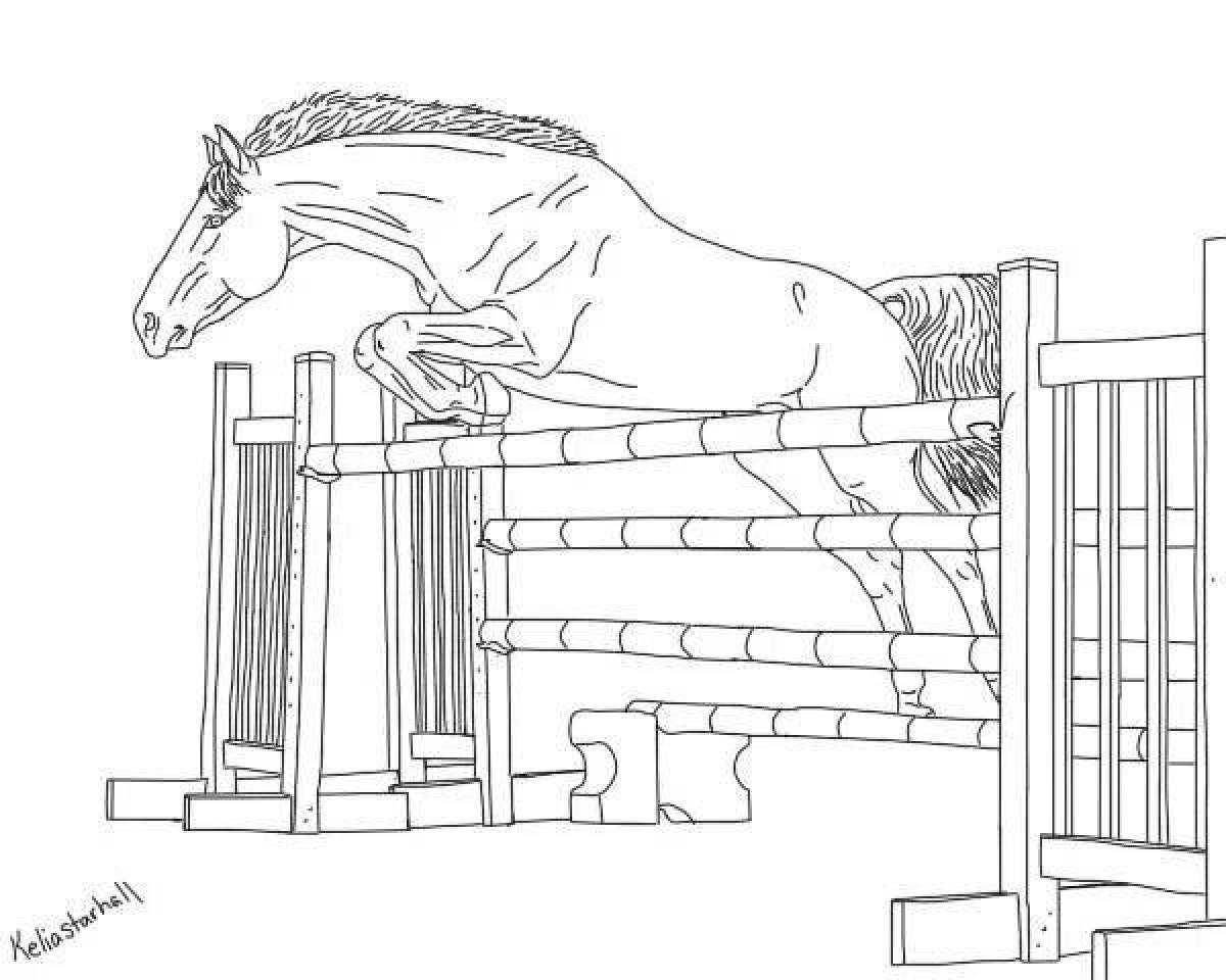 Great show jumping coloring page