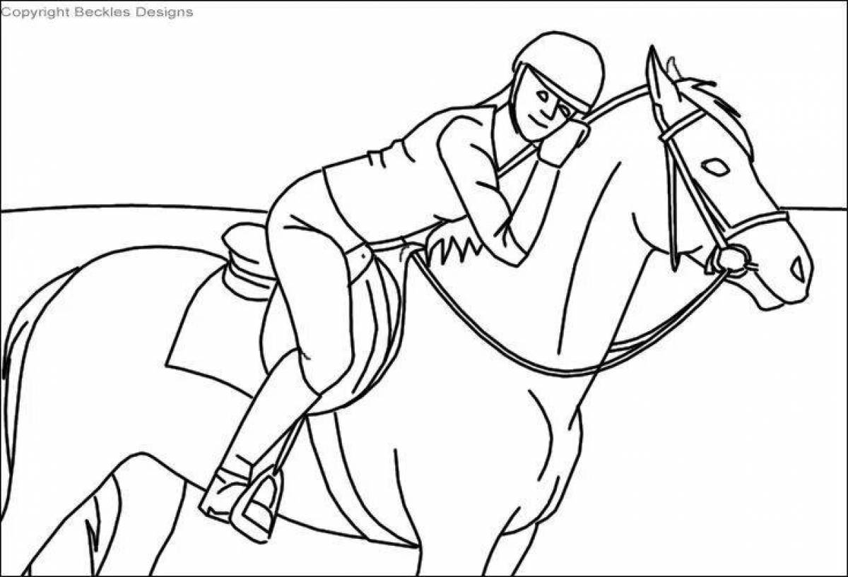 Coloring grand show jumping horse