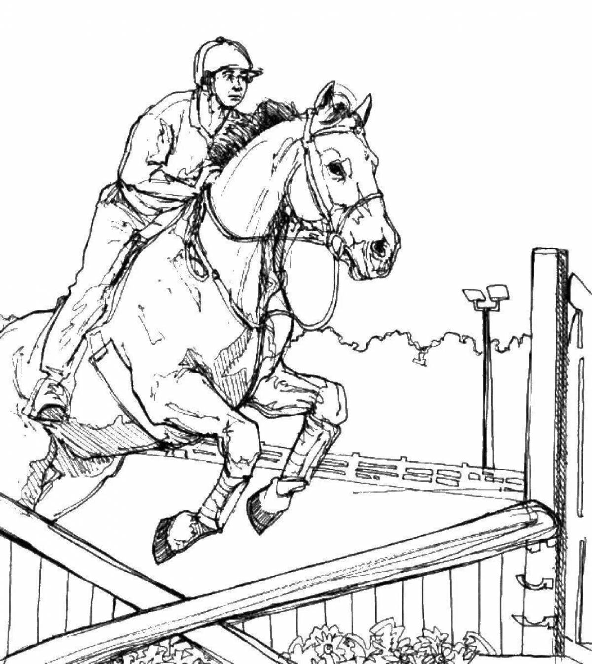 Glitter show jumping coloring page