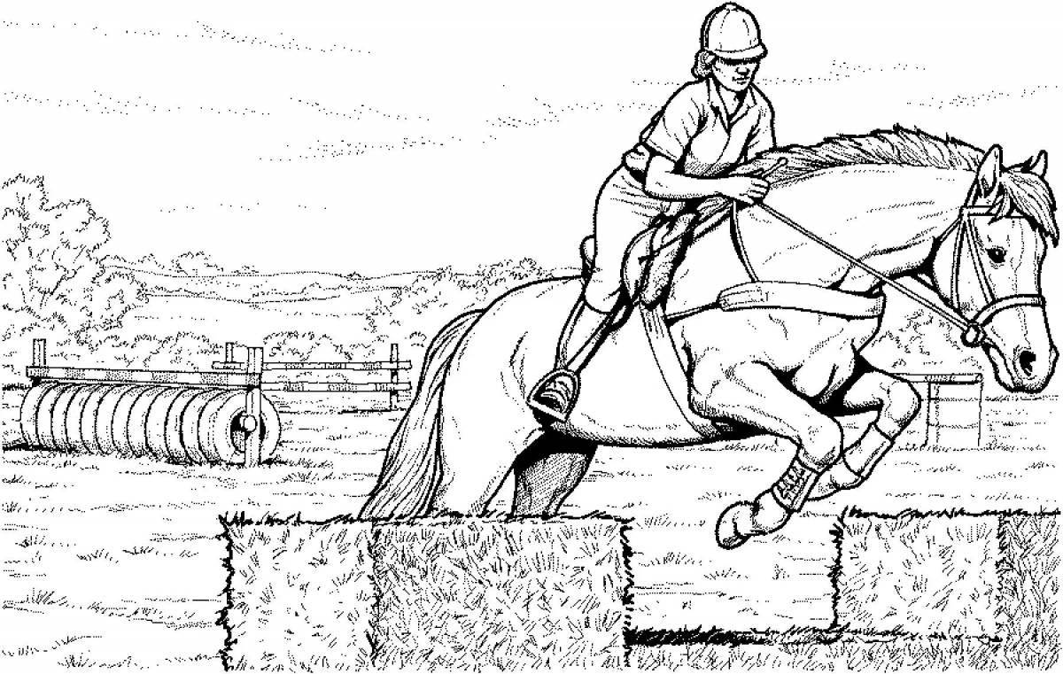 Awesome show jumping coloring page