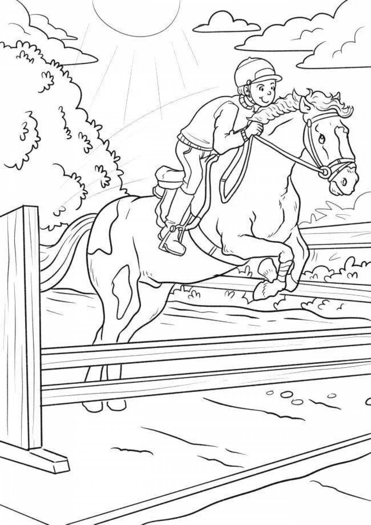 Coloring page dazzling jumping horse