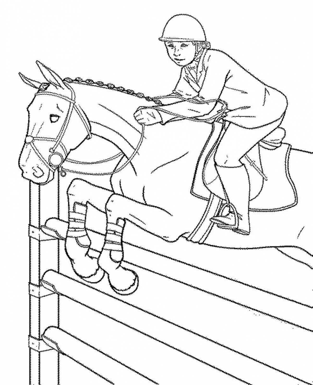 Coloring page elegant jumping horse
