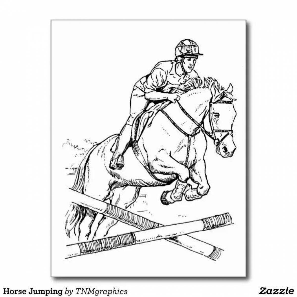 Coloring page of the royal jumping horse