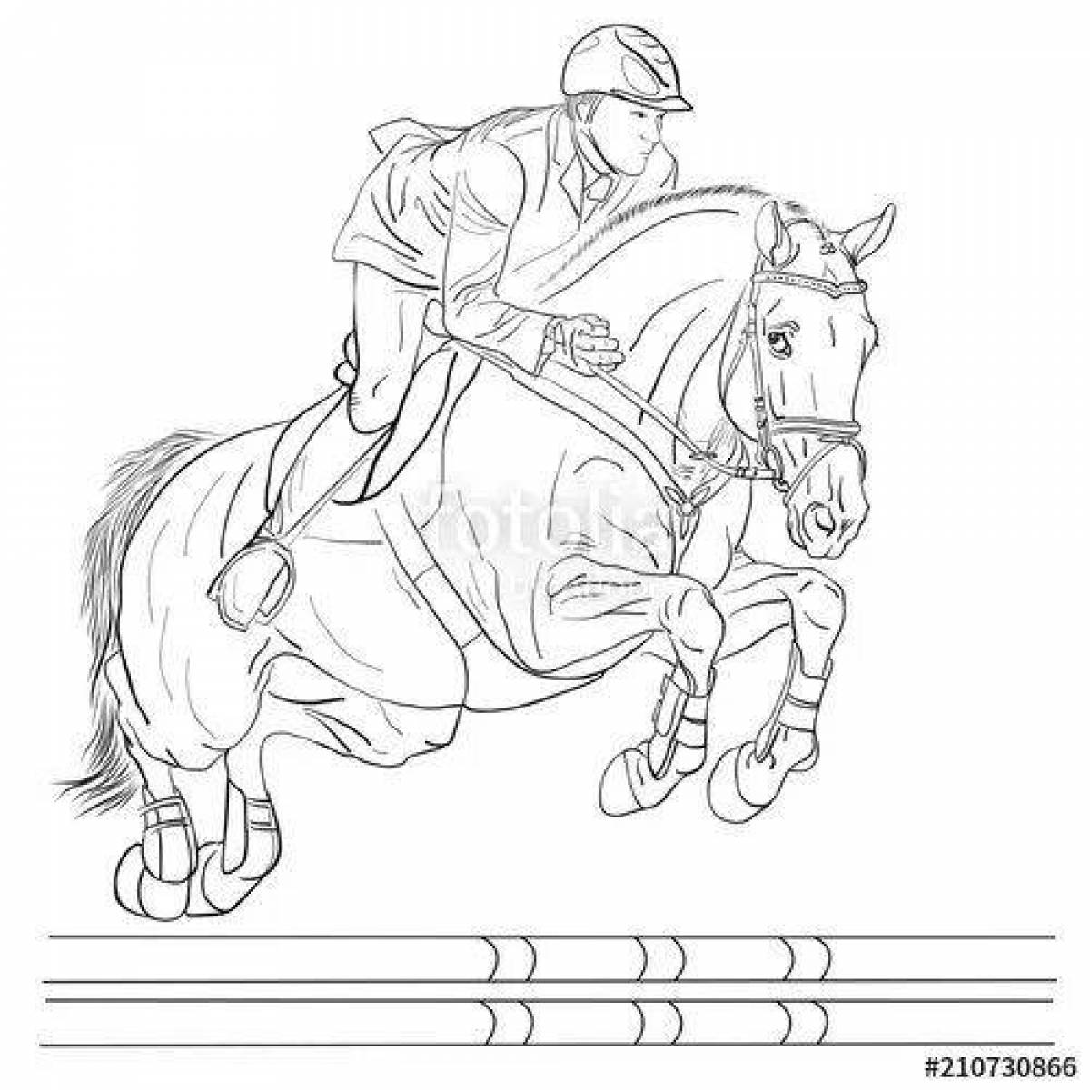 Exquisite show jumping coloring page