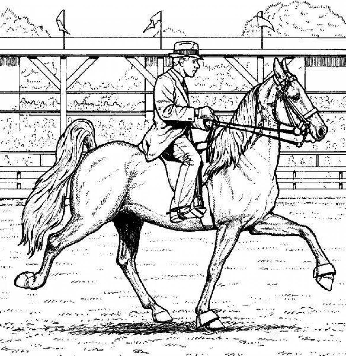 Great jumping horse coloring page