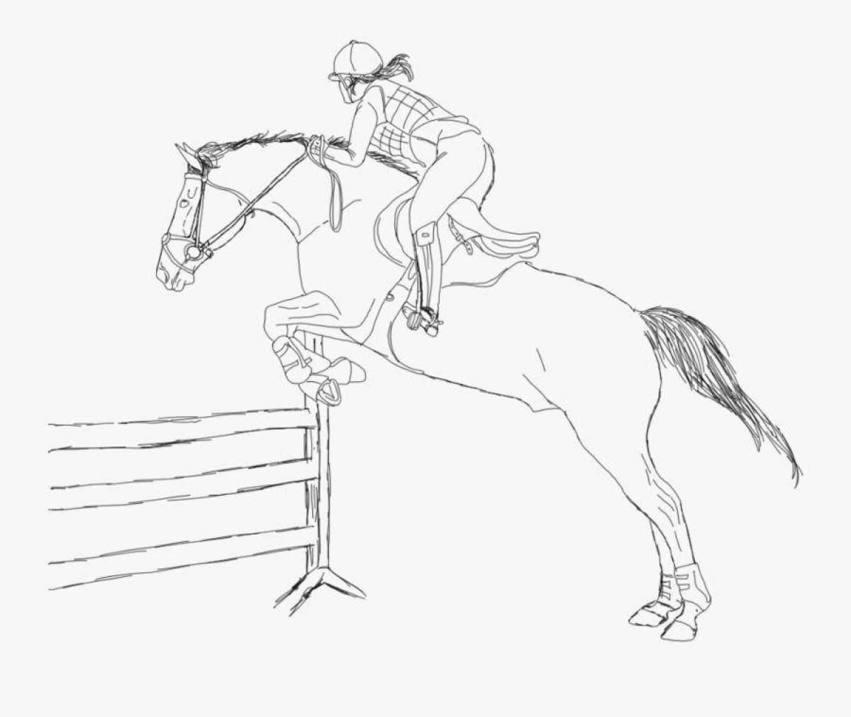 Flawless jumping horse coloring page