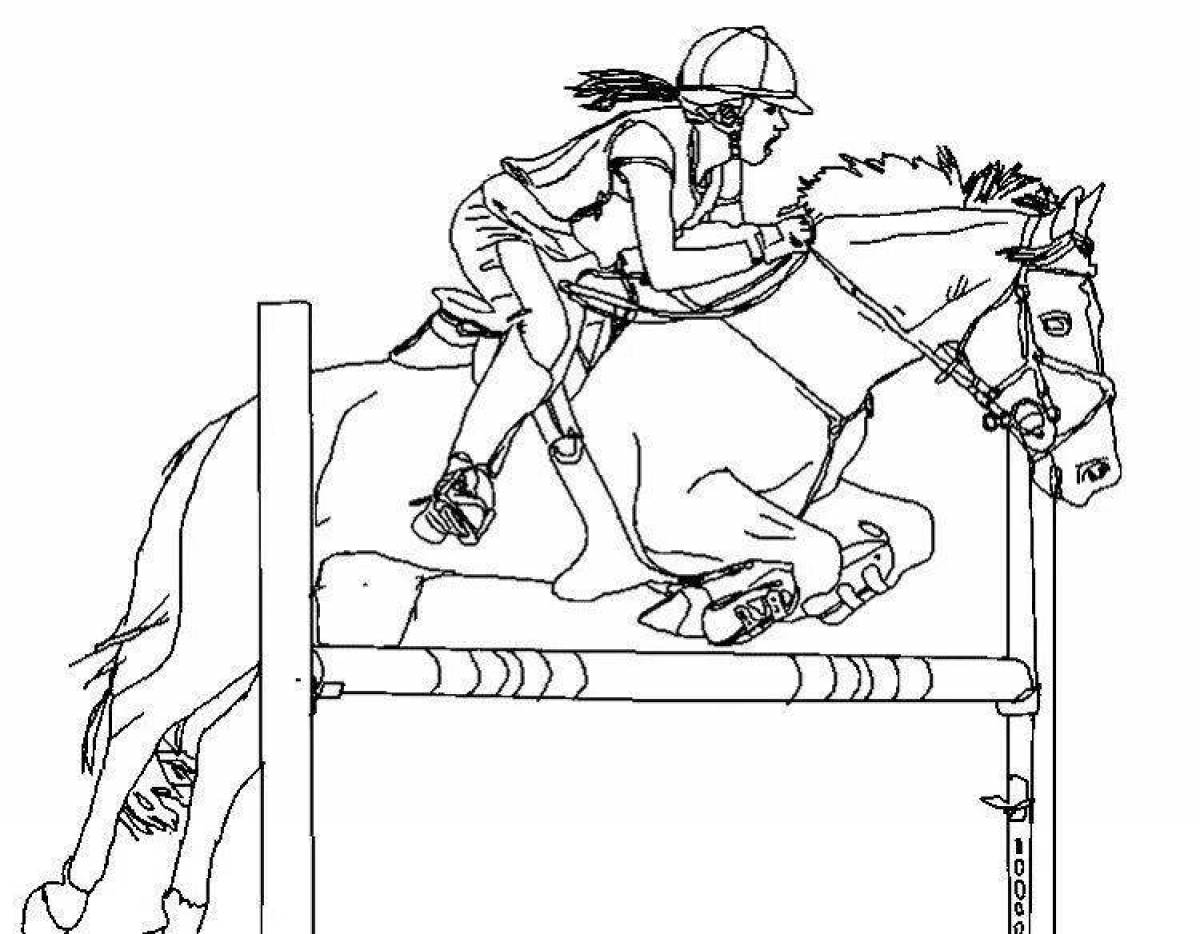 Coloring page wild show jumping horse