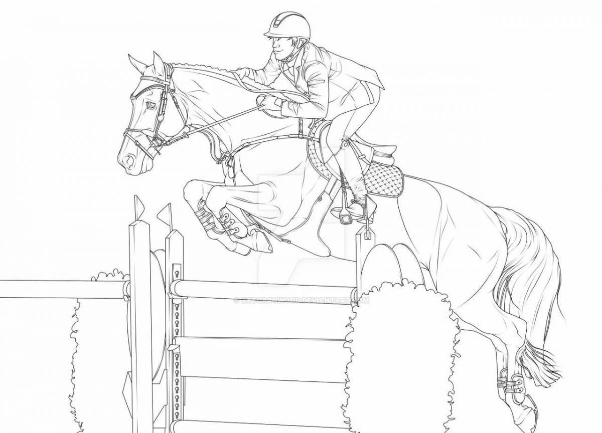 Coloring page amazing show jumping horse
