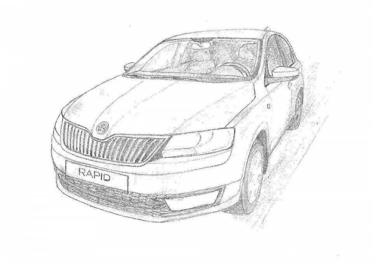 Colorful skoda rapid coloring page