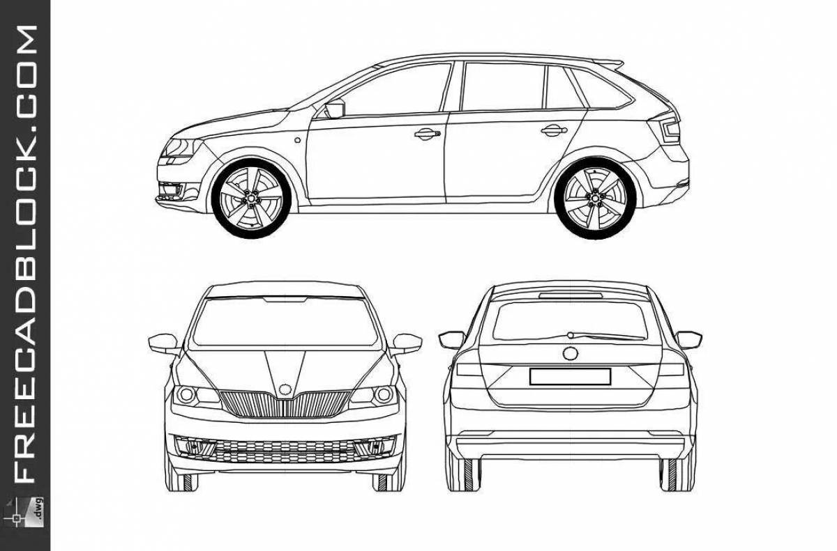 Яркая раскраска skoda rapid