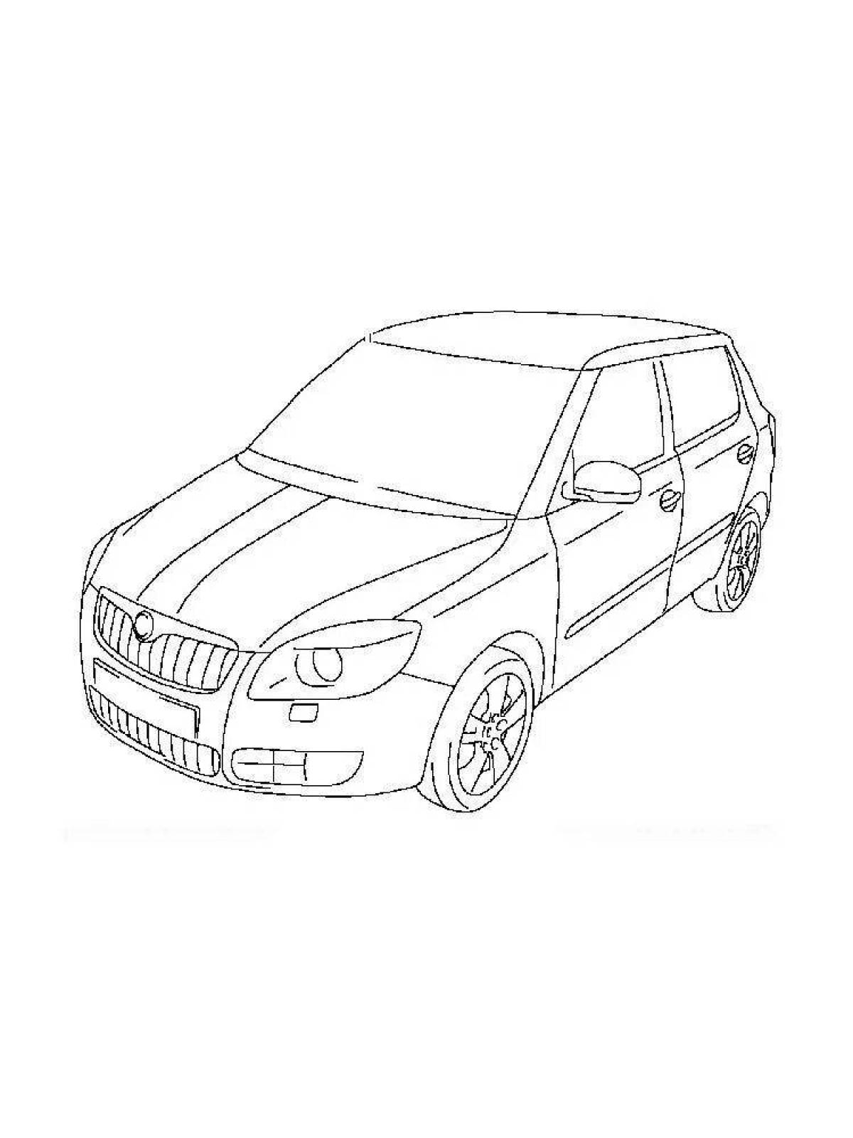 Playful skoda rapid coloring page