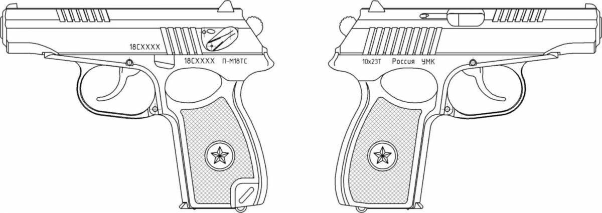 Photo Coloring bright makarov pistol