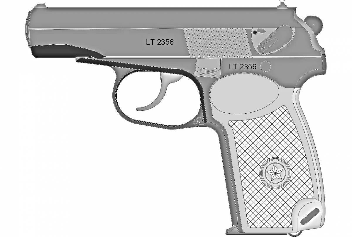 Makarov pistol detailed coloring