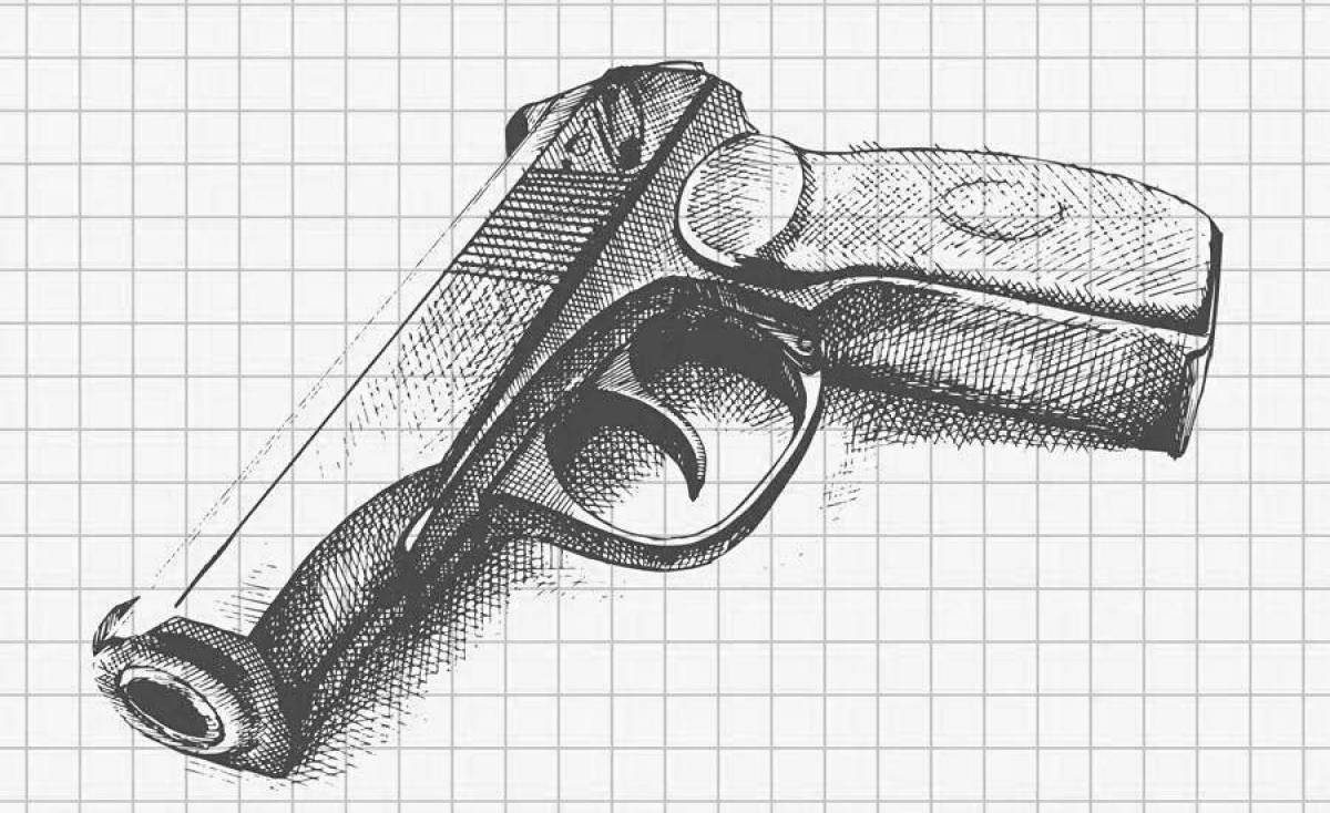 Coloring page luxurious makarov pistol
