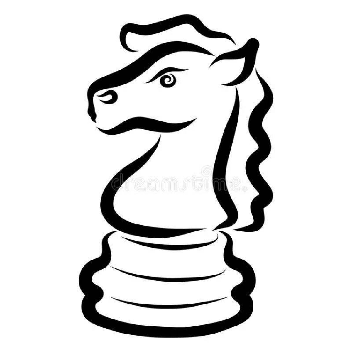 Royal chess knight coloring page