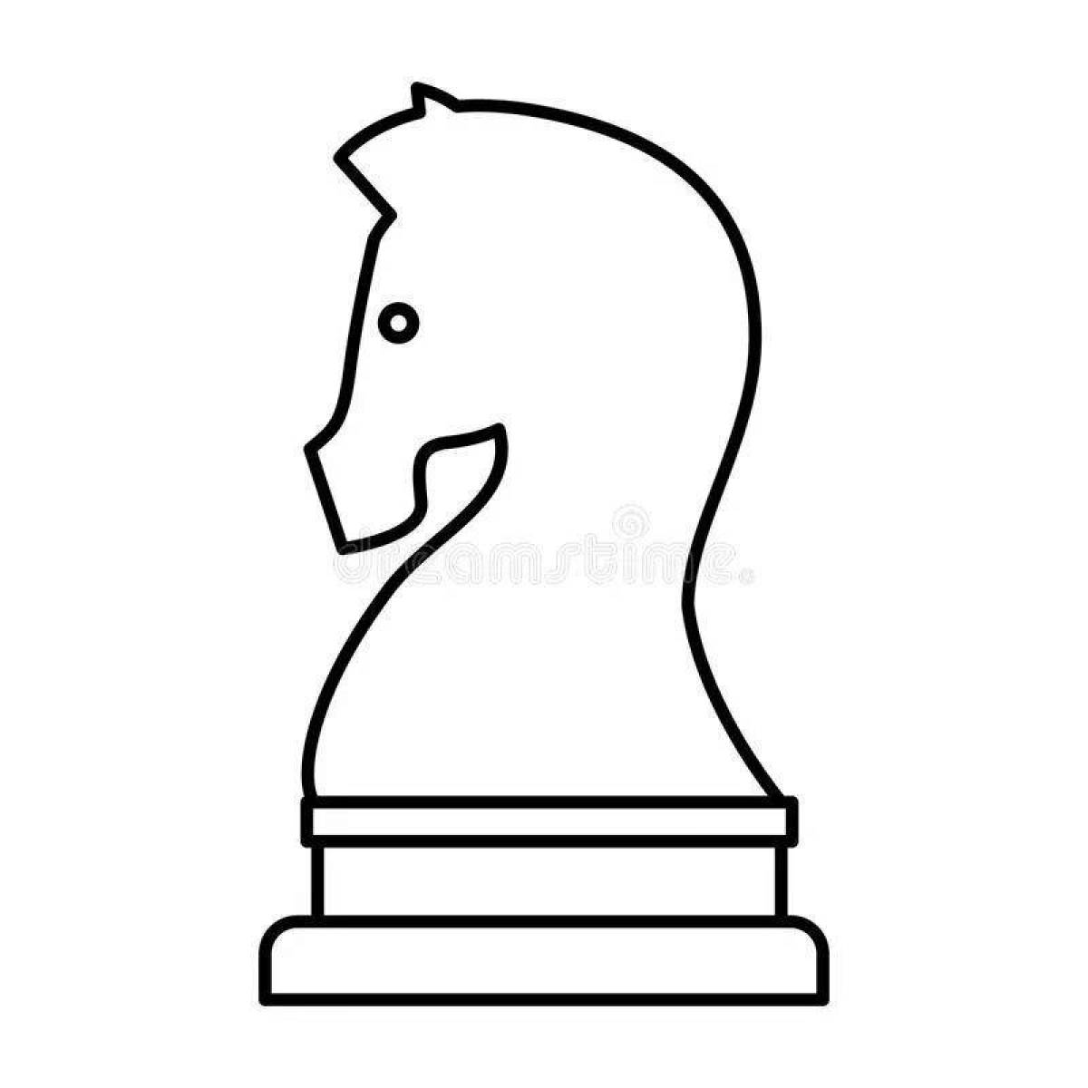 Coloring page elegant chess horse