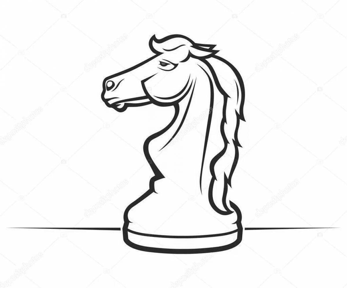 Изысканный шахматный конь раскраски