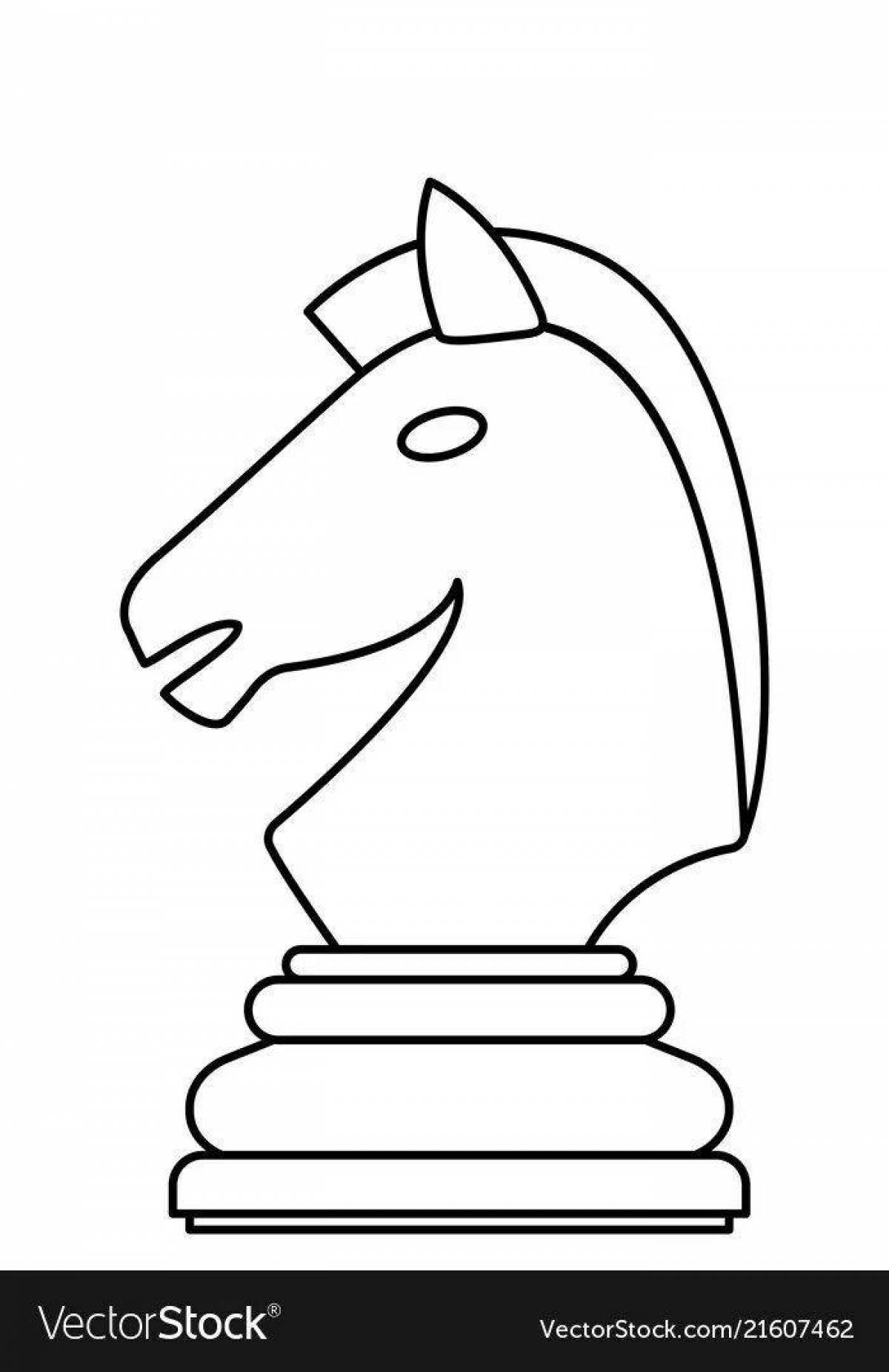 Coloring page awesome chess knight