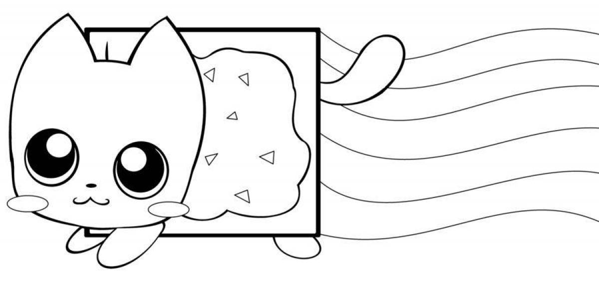 Playful yum cat coloring page