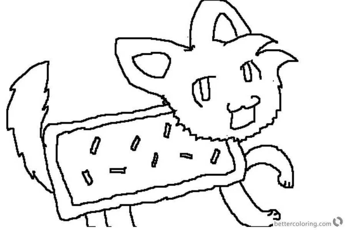 Colorful yum cat coloring page