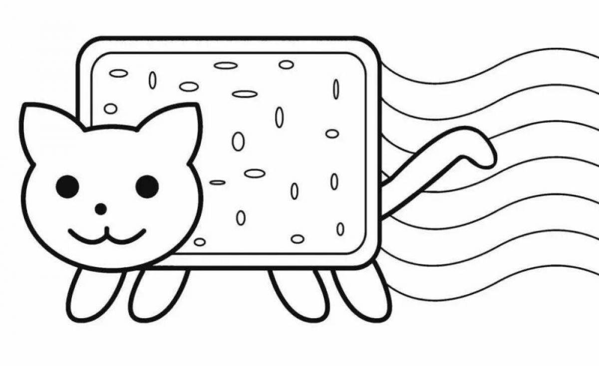 Cute yum cat coloring page