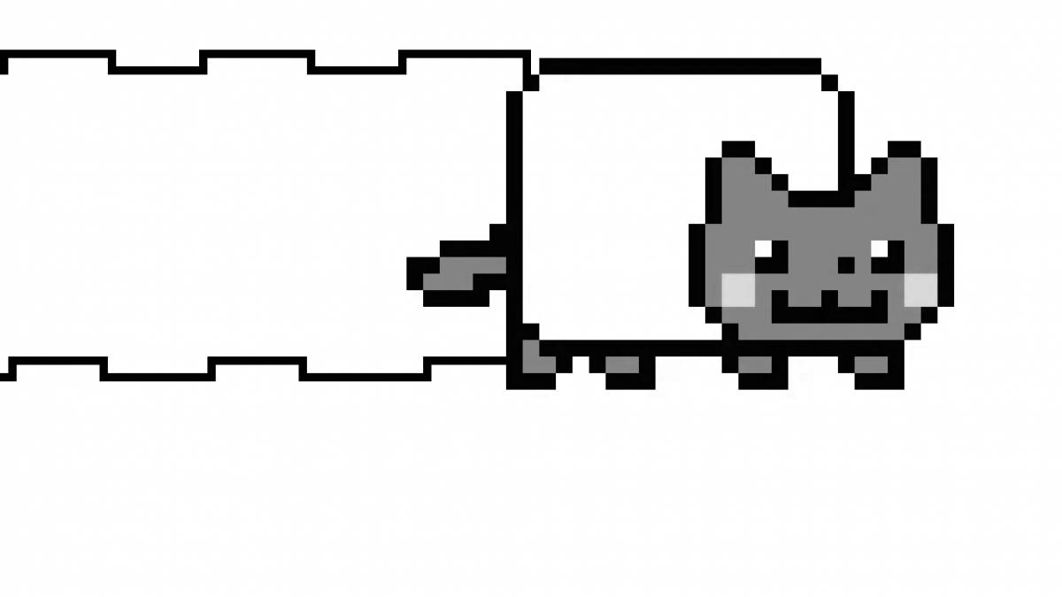 Раскраска озорной ням-кошка