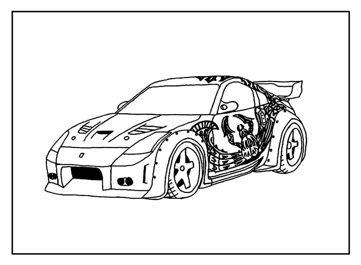 Colouring bright anime cars