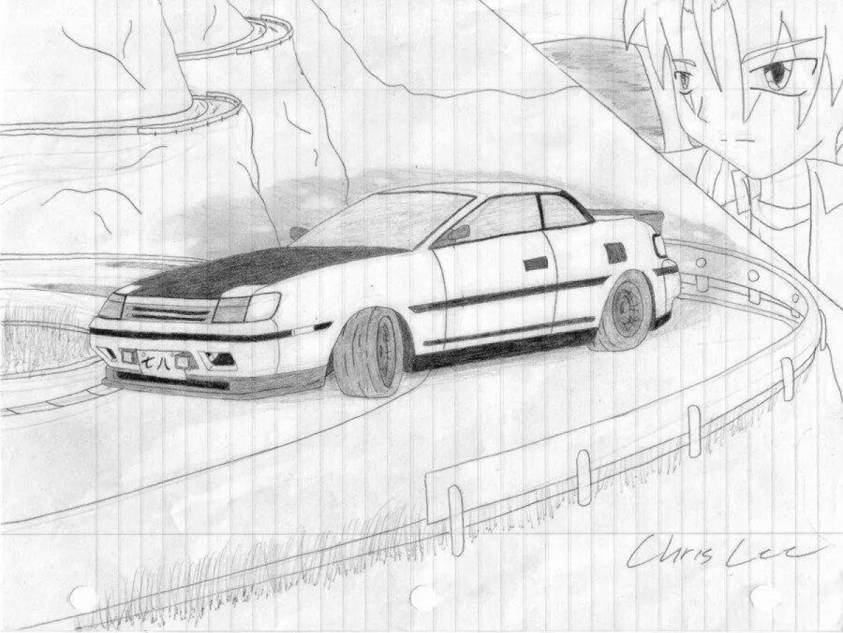 Shiny anime cars coloring book