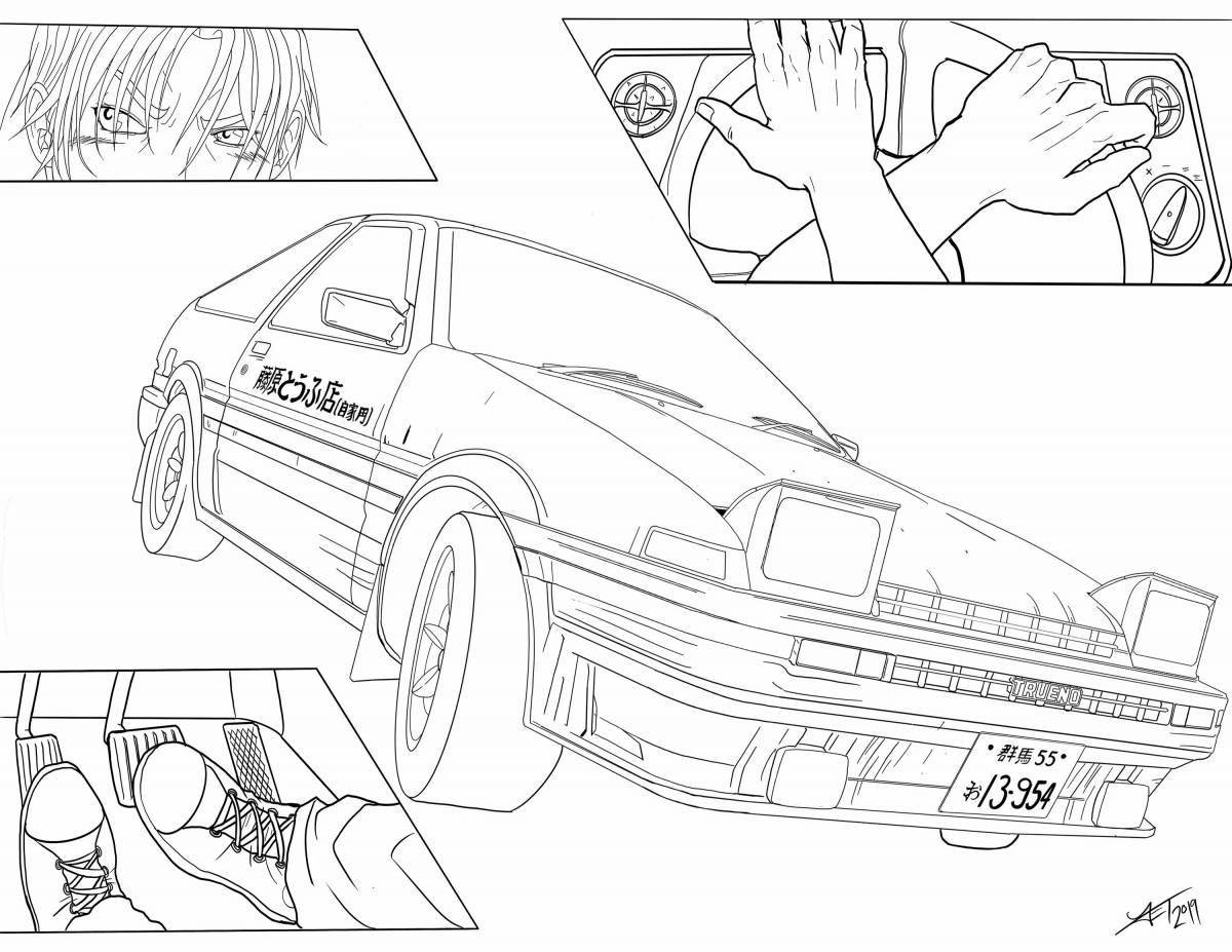 Coloring fine anime cars