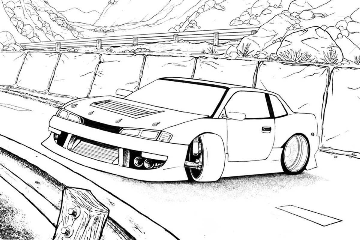 Coloring pages exquisite anime cars