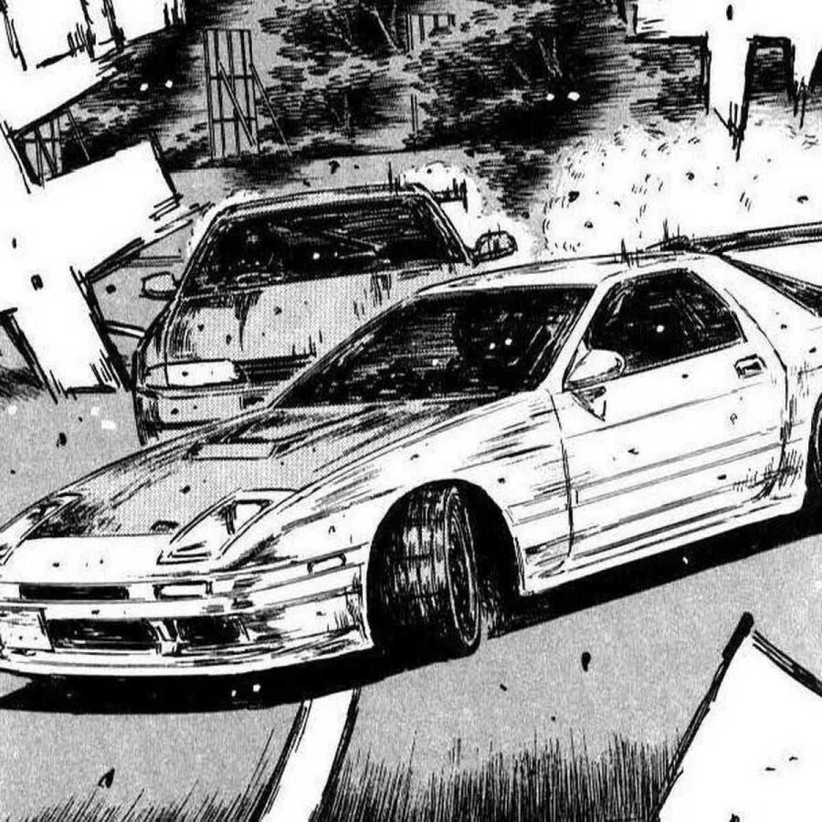 Detailed coloring of anime cars