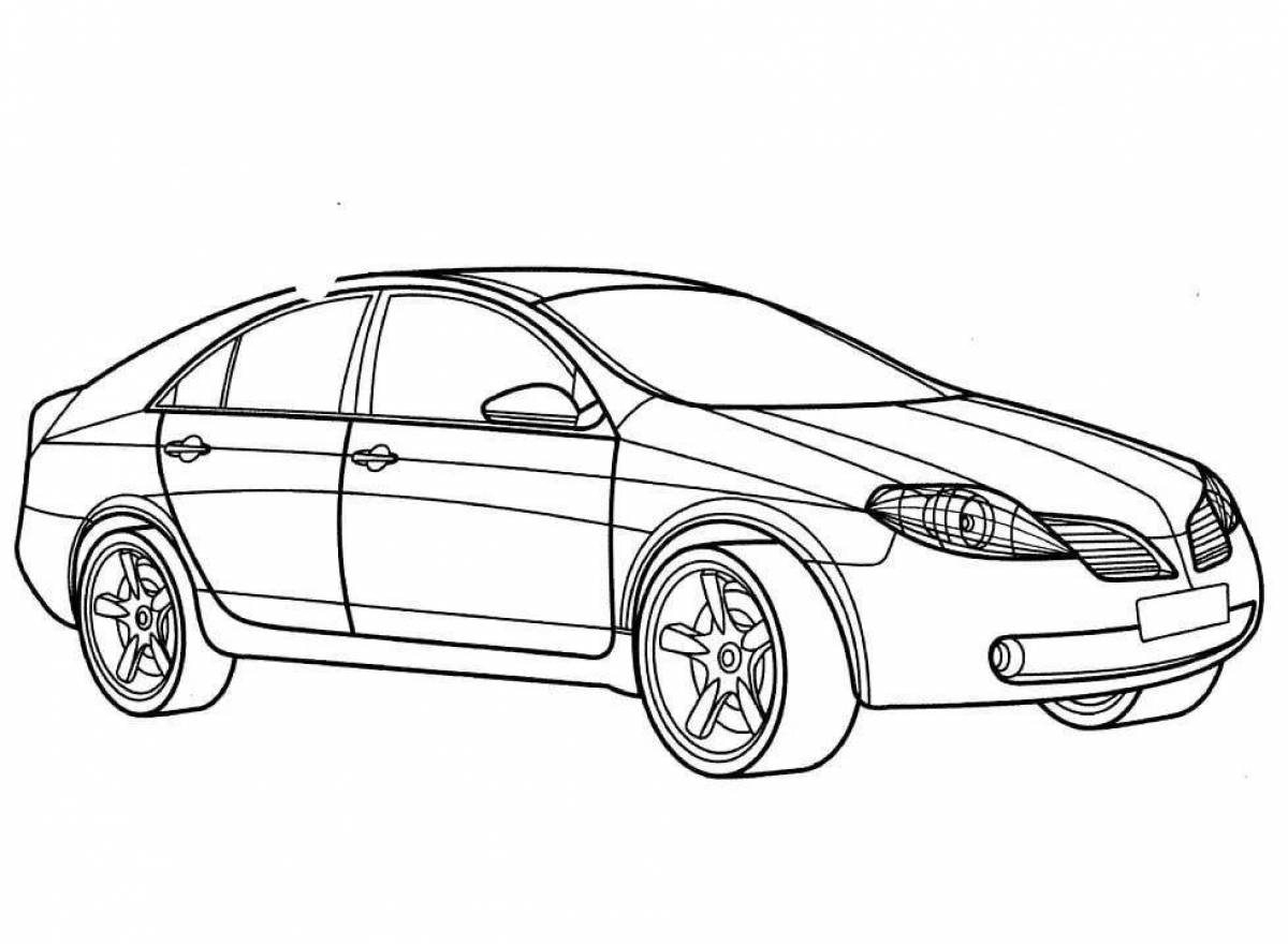 Colorful nissan car coloring page