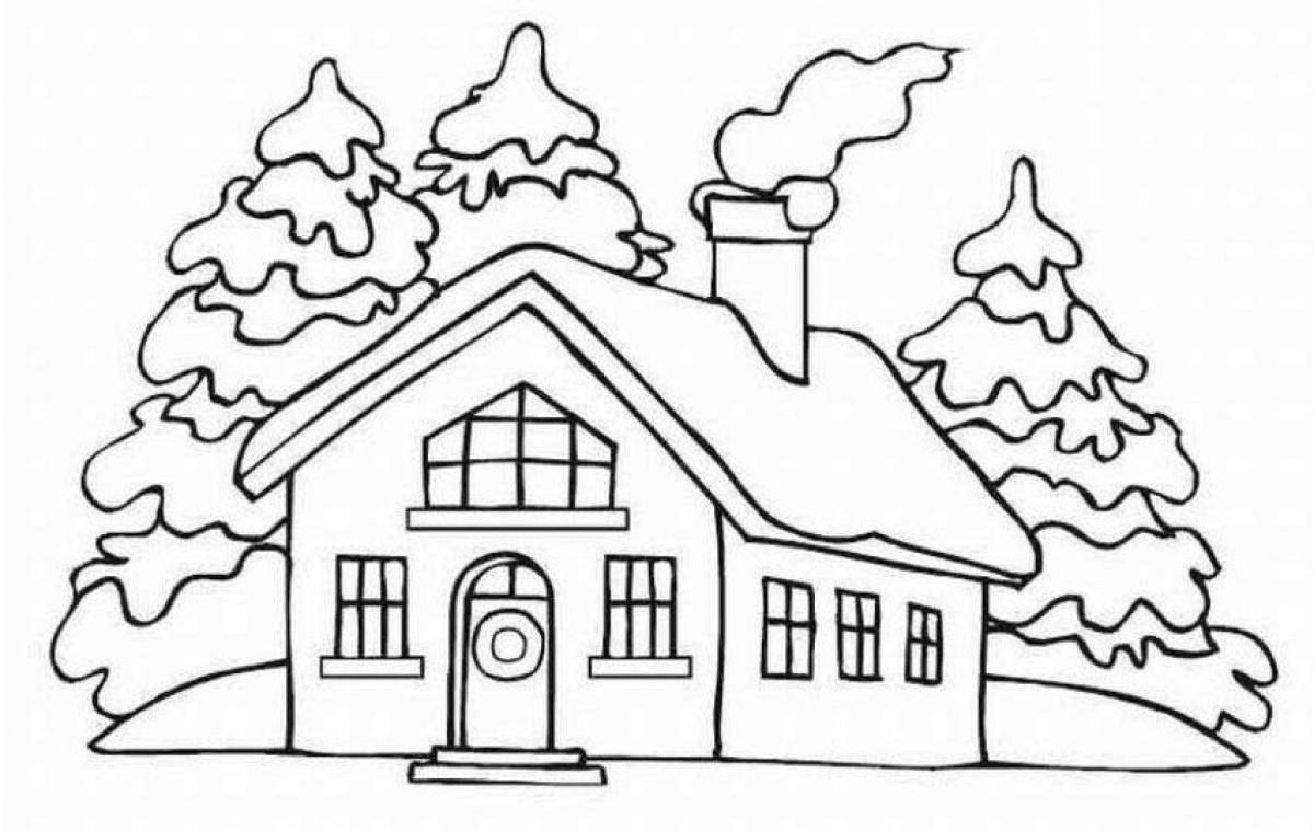 Пикантная раскраска дом зимой
