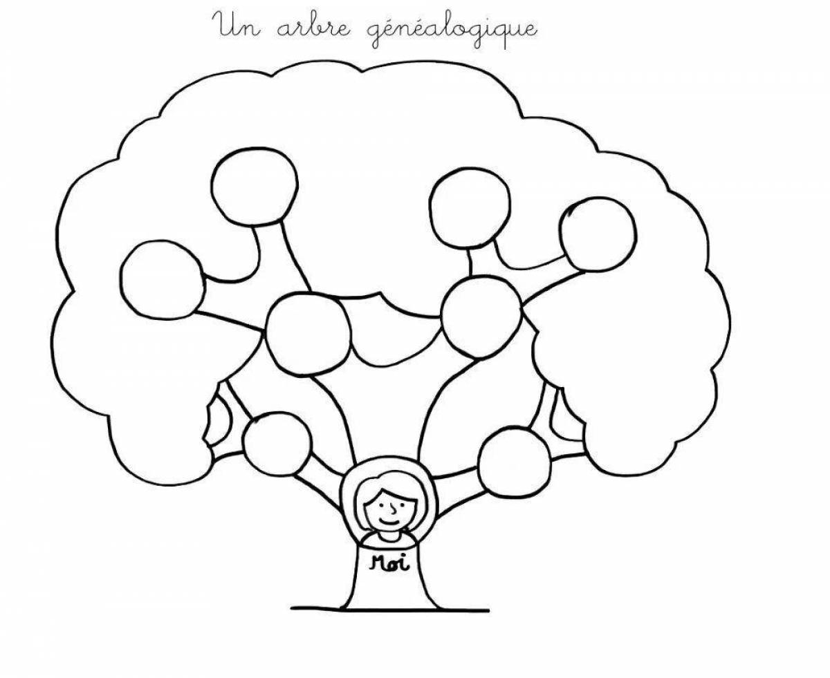 Color cascading family tree coloring page