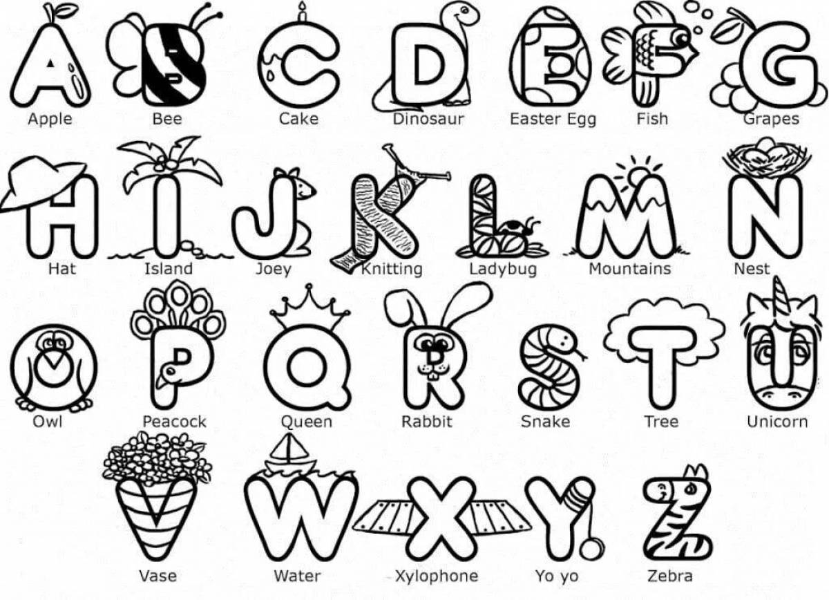 Exciting alphabet coloring book