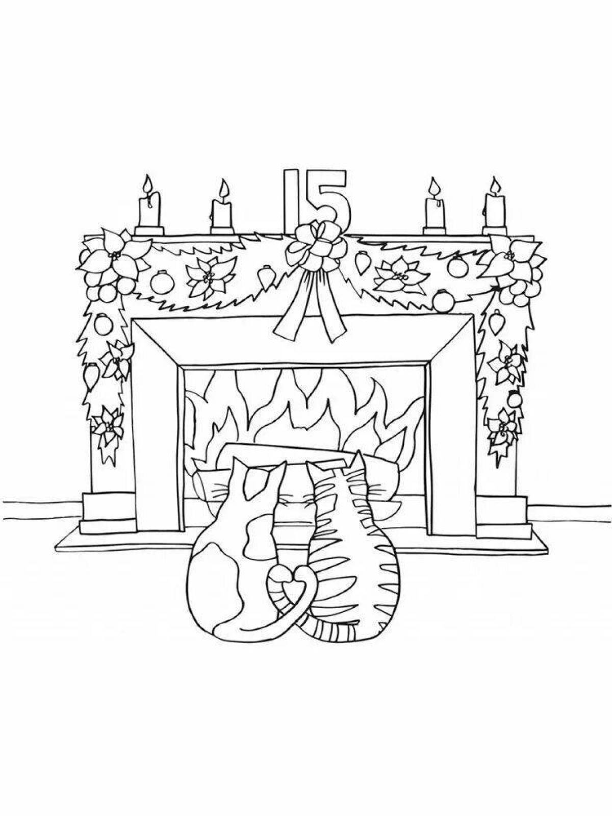 Adorable Christmas room coloring book