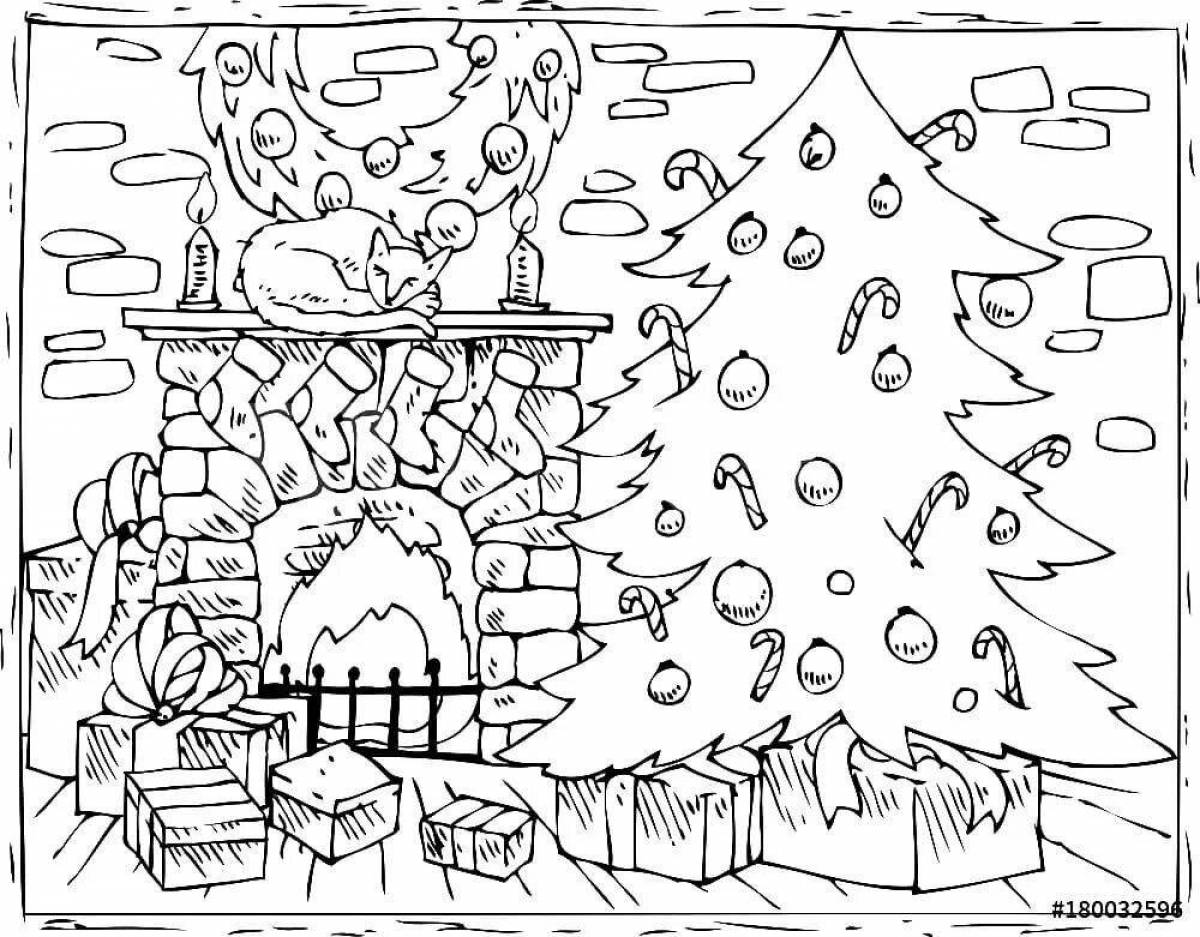 Gorgeous Christmas room coloring book