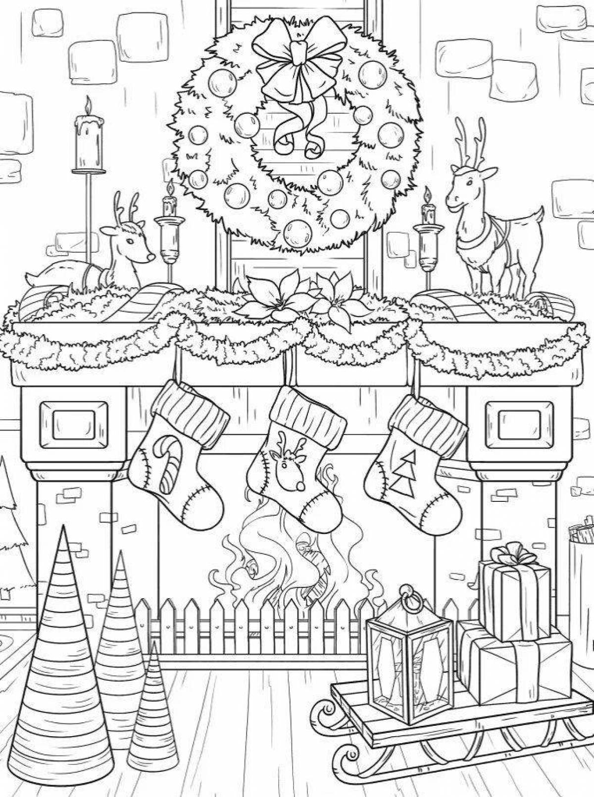 Christmas room coloring page