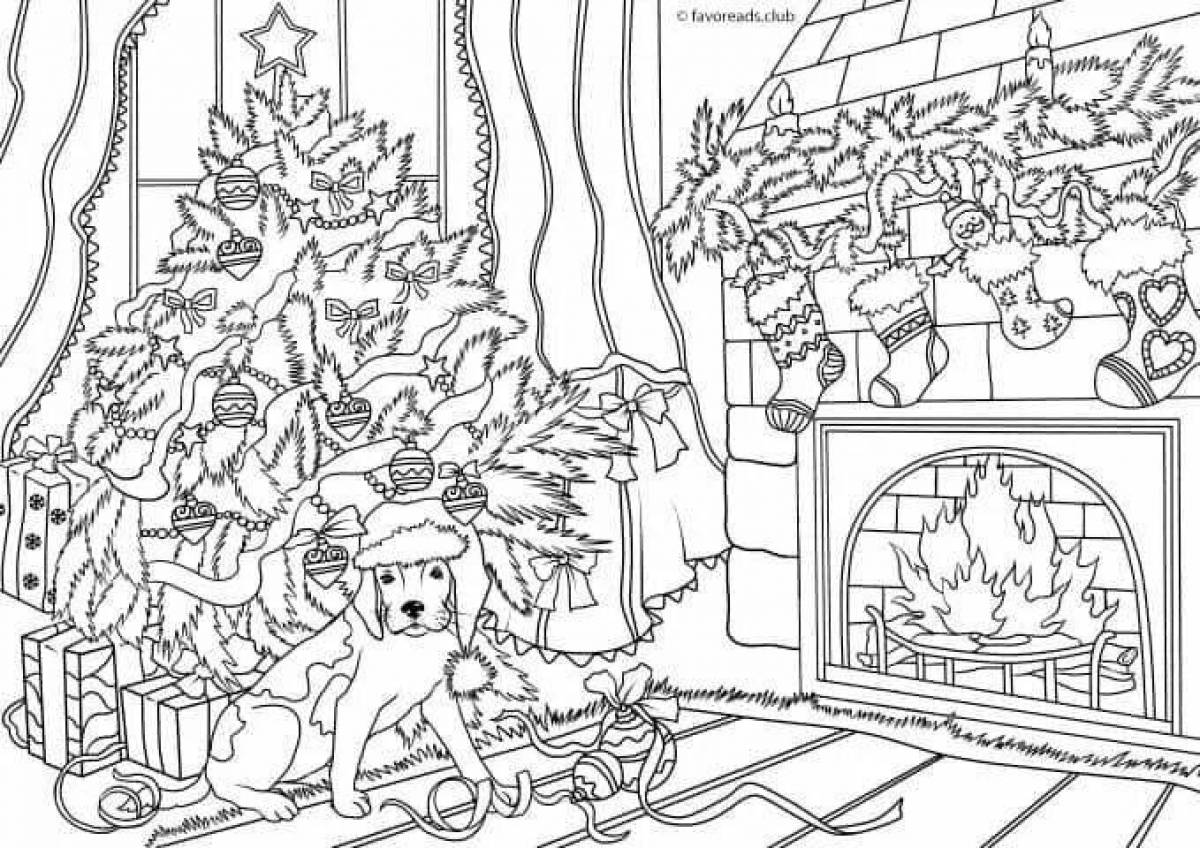 Glowing Christmas room coloring book