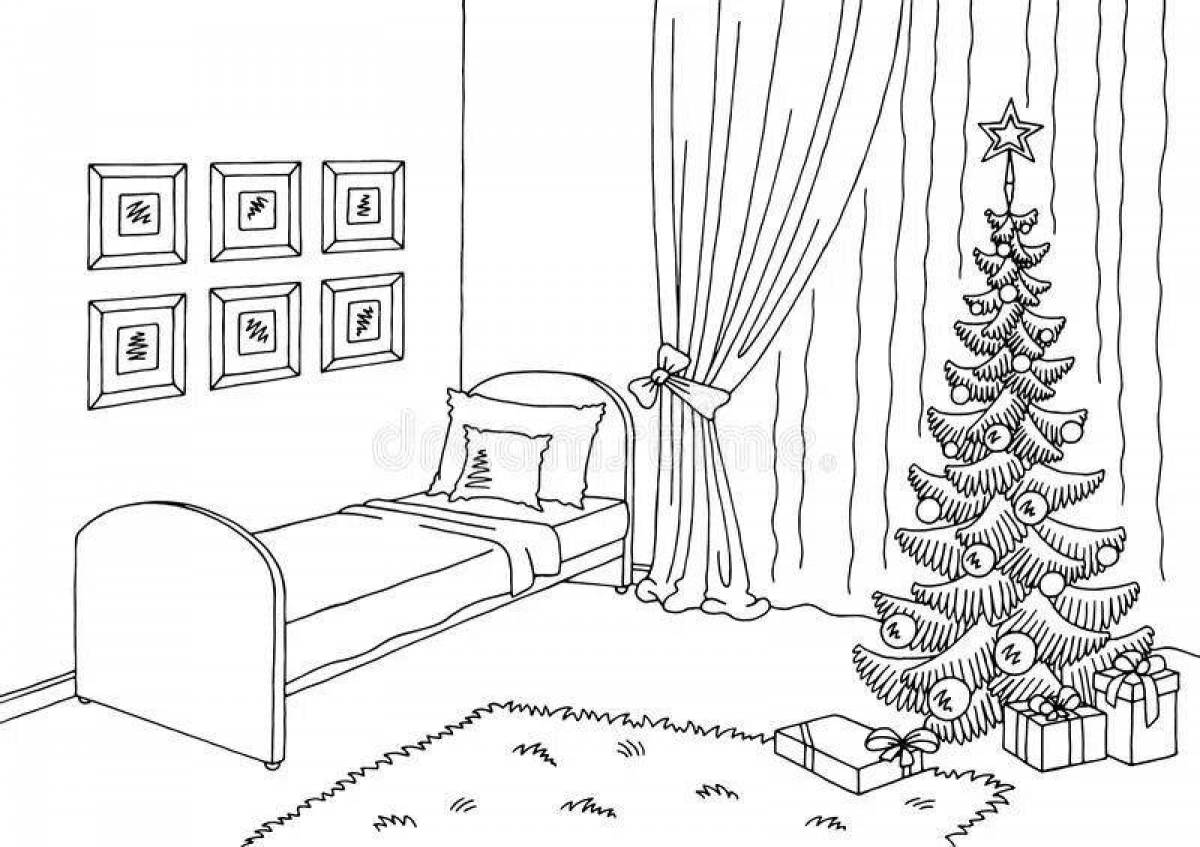 Exquisite Christmas room coloring book