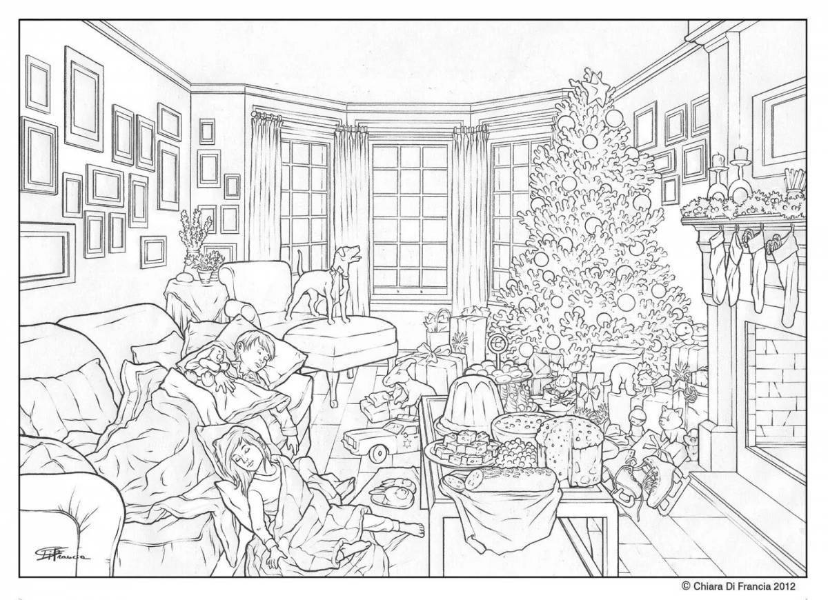 Fancy coloring christmas room