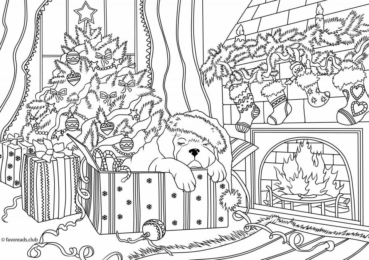 Adorable Christmas room coloring book