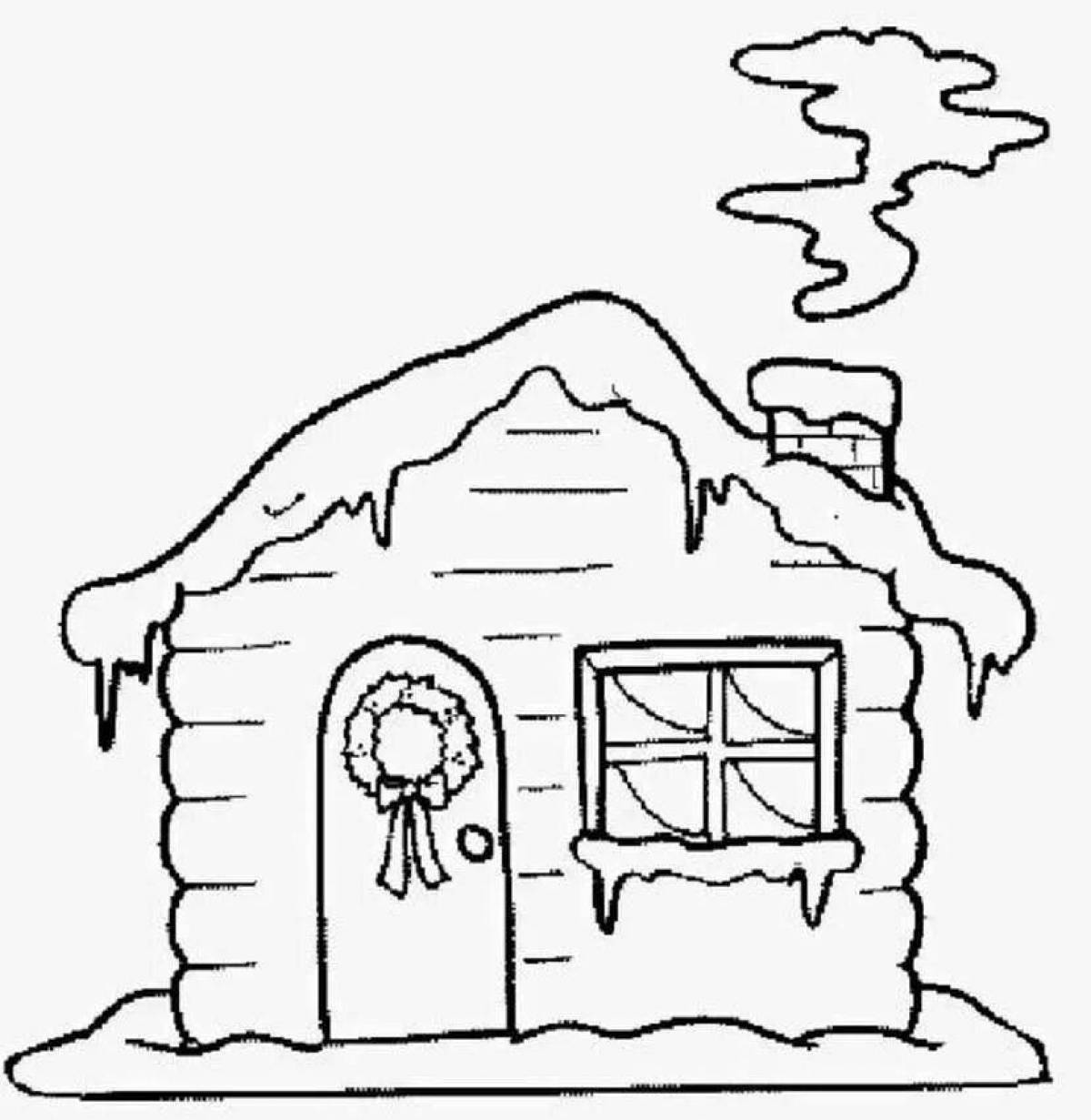 Exquisite snow house coloring page