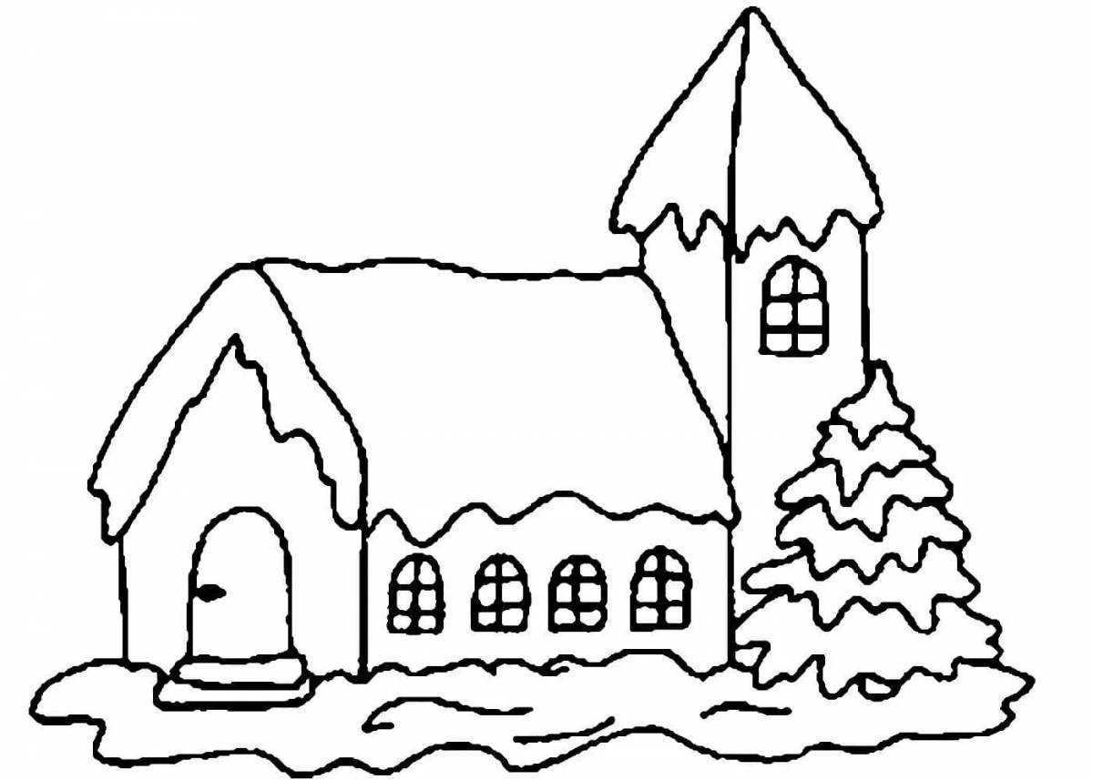 Playful snow house coloring page